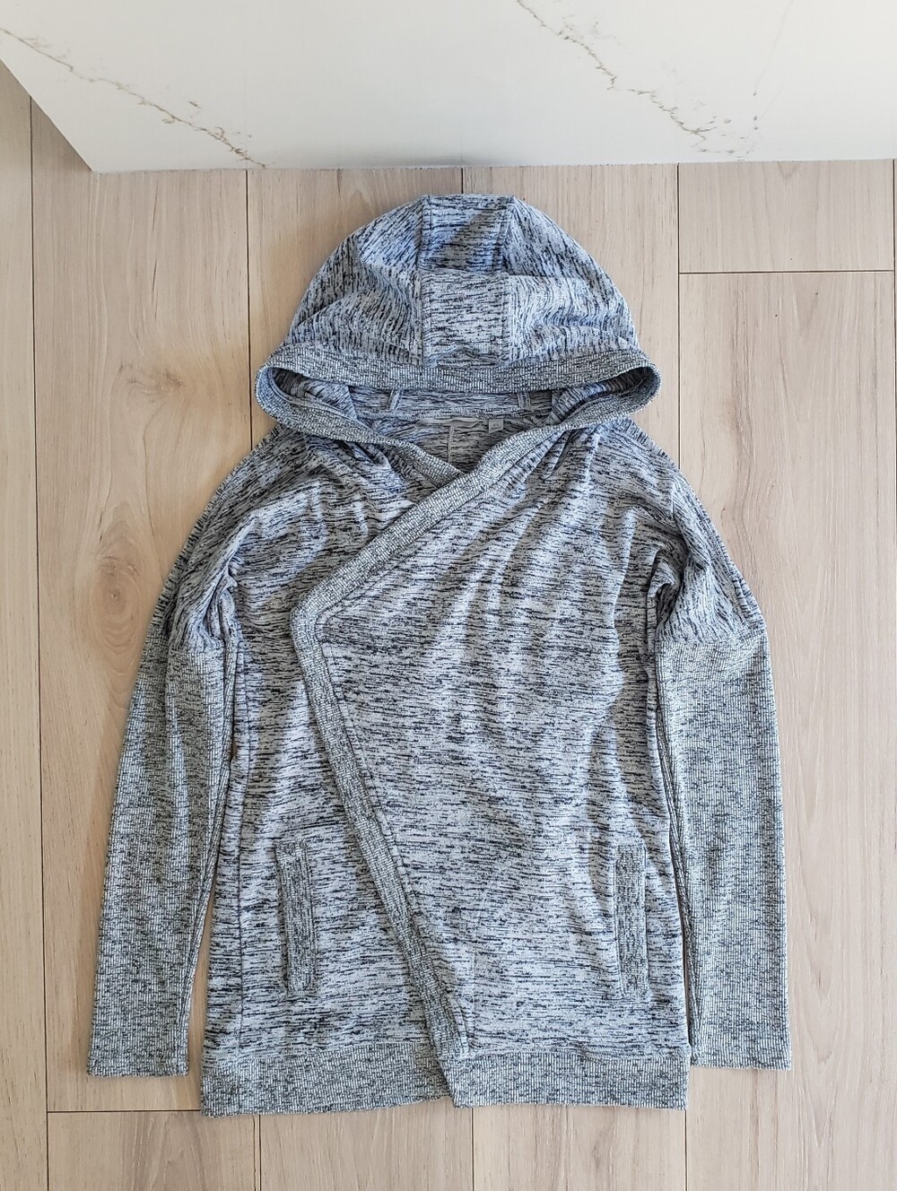 Athleta Blissful Hooded Wrap Open Front Sweater
